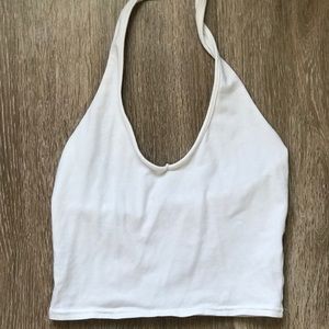 White halter crop top